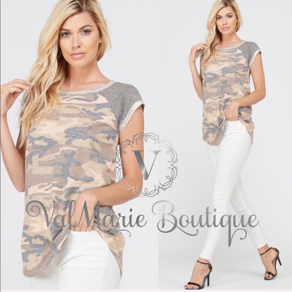 ValMarie Tops - Camo slub knit T-shirt